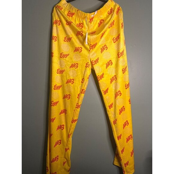 other Other - Eggo Men's Lounge Pants Size L Yellow Novelty Graphic Y2K Retro Comfy Pajama